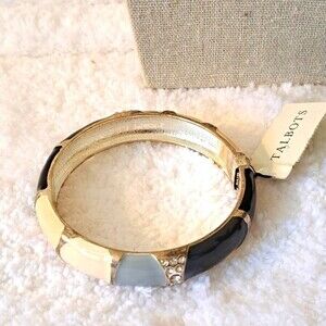 TALBOTS ENAMEL CLAMP BRACELET WITH RHINESTONES HINGED NWT